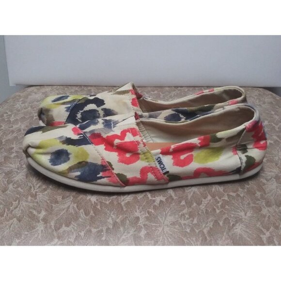 Toms Spring multicolor slip-on shoes canvas fabric US Sz 10 womens UK 8 EU 42 - Picture 8 of 9